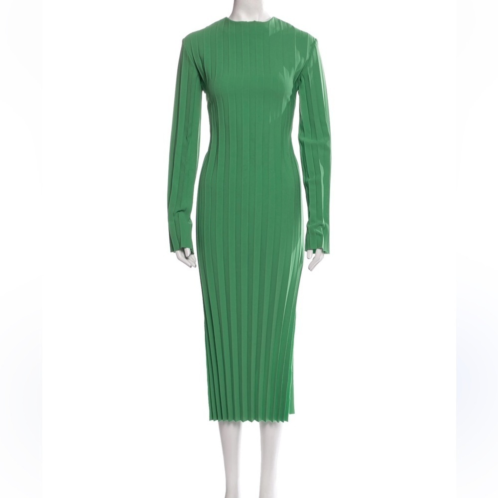 A.W.A.K.E. MODE GREEN PLEATED MIDI DRESS FR 34/ US XS